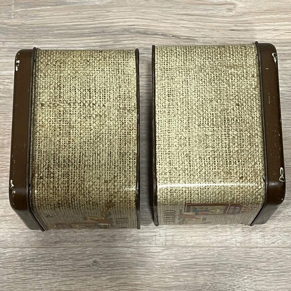 Vintage Tin Canisters Chein Co Brown Retro Kitchen TEA & COFFEE CANISTERS - Picture 5 of 9